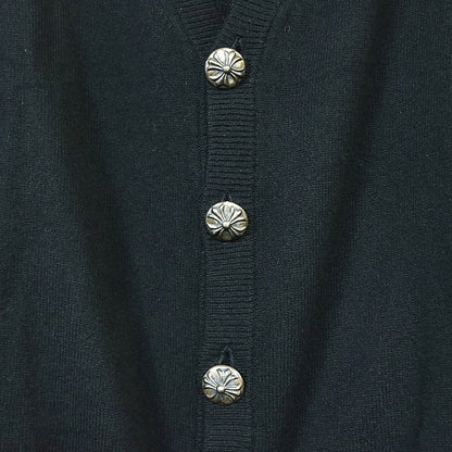 CHROME HEARTS Cashmere Cross Patch Cardigan Black Size M