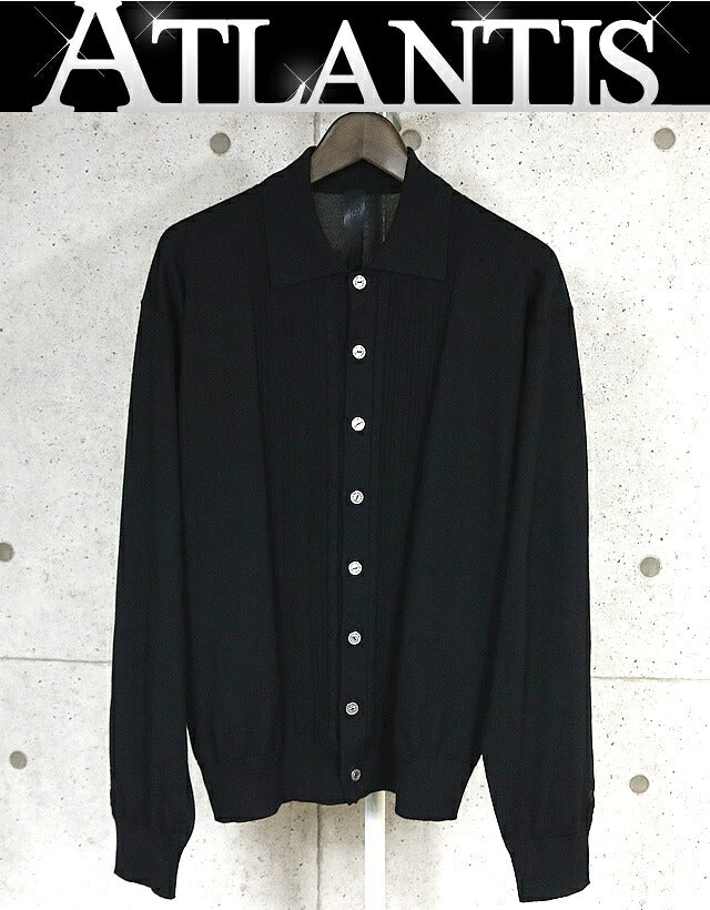 CHROME HEARTS Collared Cashmere Silk Patch Cardigan Size M