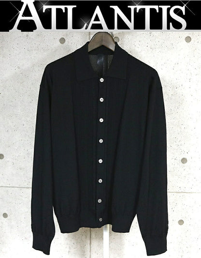 CHROME HEARTS Collared Cashmere Silk Patch Cardigan Size M