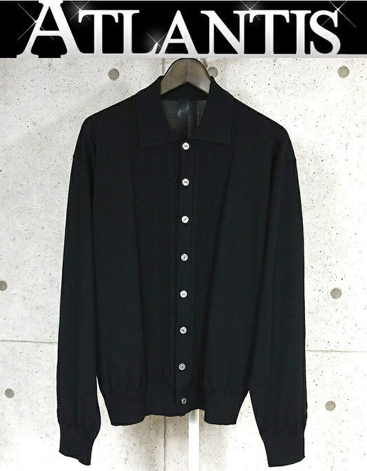 CHROME HEARTS Collared Cashmere Silk Patch Cardigan Size M