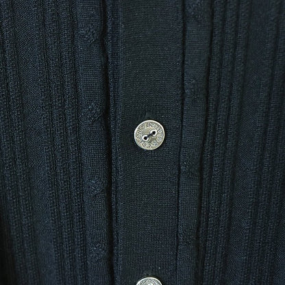 CHROME HEARTS Collared Cashmere Silk Patch Cardigan Size M