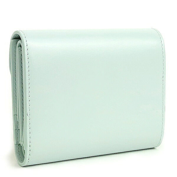 CELINE Triomphe Calf Leather Light Blue Wallet Size ONE SIZE