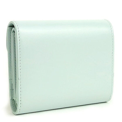 CELINE Triomphe Calf Leather Light Blue Wallet Size ONE SIZE