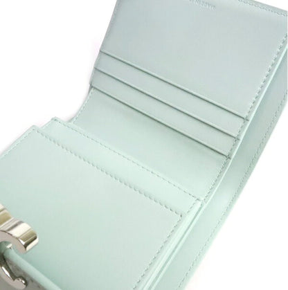 CELINE Triomphe Calf Leather Light Blue Wallet Size ONE SIZE