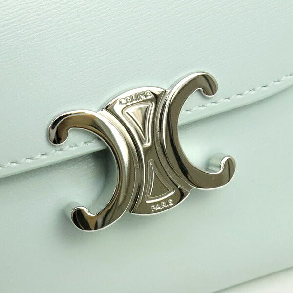 CELINE Triomphe Calf Leather Light Blue Wallet Size ONE SIZE