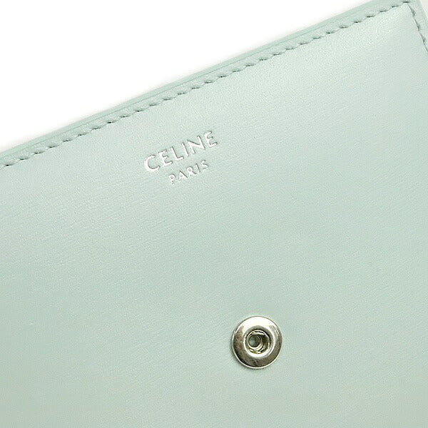 CELINE Triomphe Calf Leather Light Blue Wallet Size ONE SIZE