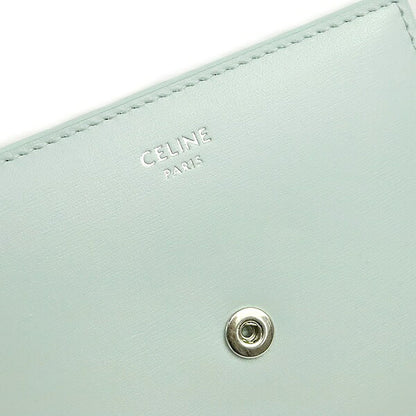 CELINE Triomphe Calf Leather Light Blue Wallet Size ONE SIZE