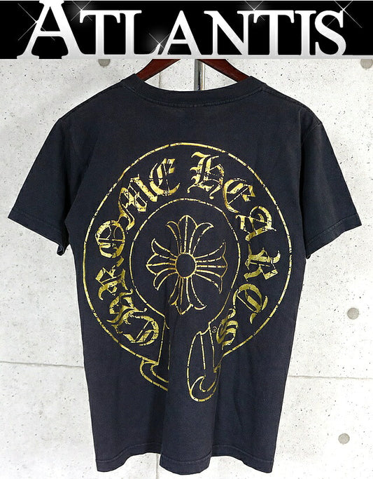 CHROME HEARTS Vintage Horseshoe CH T-Shirt Black/Gold Size S