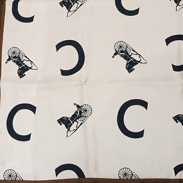 CELINE Silk Horse Carriage Pattern Scarf Brown Size ONE SIZE