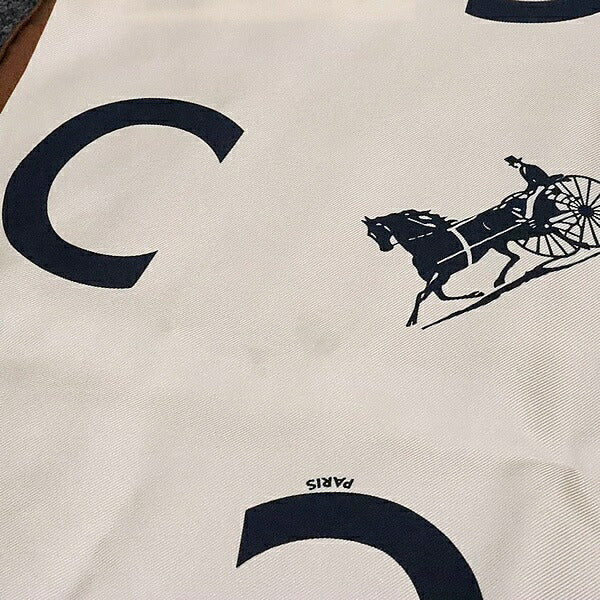 CELINE Silk Horse Carriage Pattern Scarf Brown Size ONE SIZE