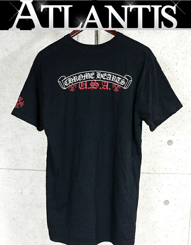 CHROME HEARTS Scroll Label USA T-Shirt Black Size XL