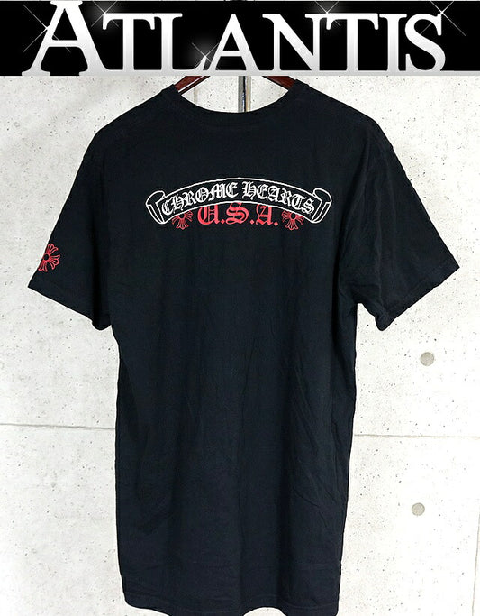 CHROME HEARTS Scroll Label USA T-Shirt Black Size XL