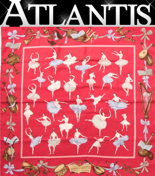 HERMES Carré 90 La Danse Silk Scarf Red Size ONE SIZE