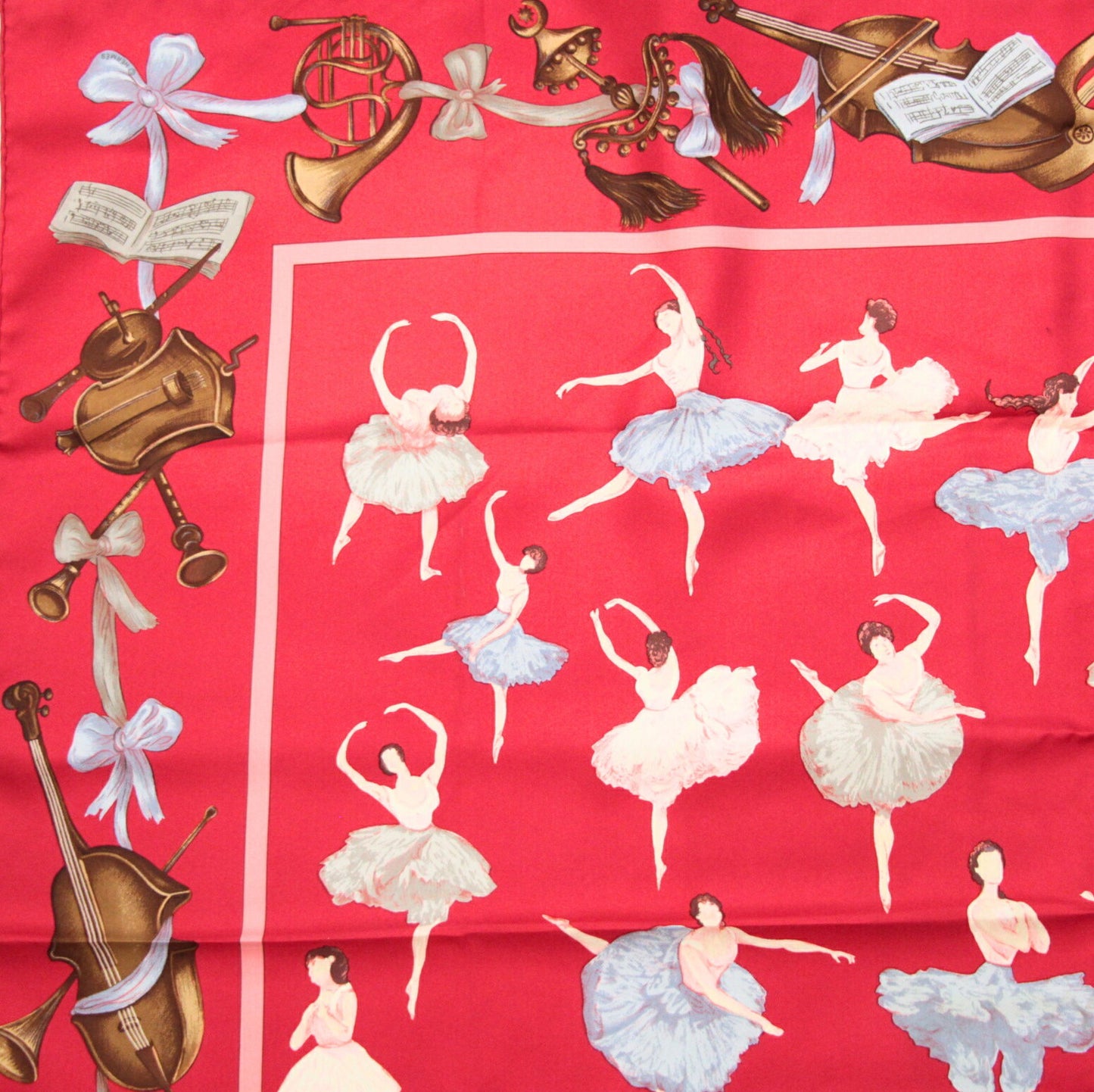HERMES Carré 90 La Danse Silk Scarf Red Size ONE SIZE