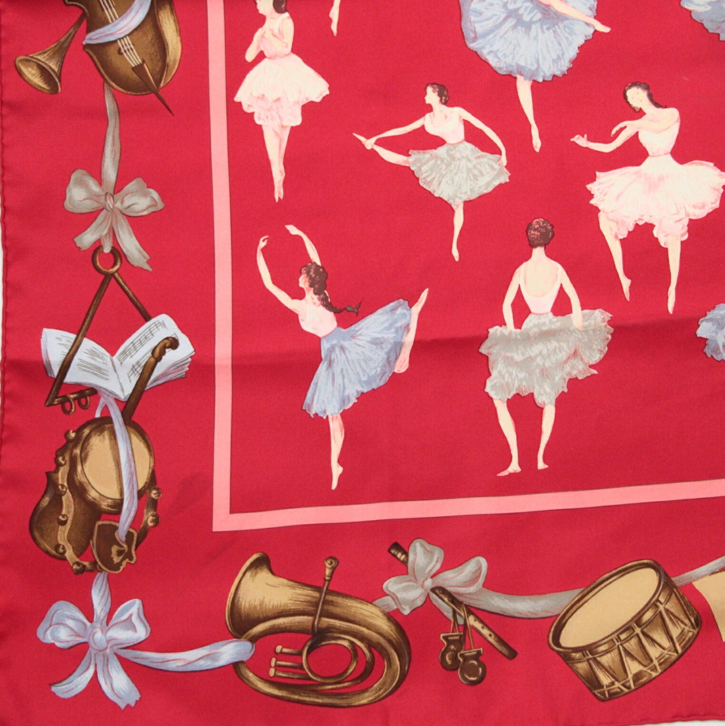 HERMES Carré 90 La Danse Silk Scarf Red Size ONE SIZE