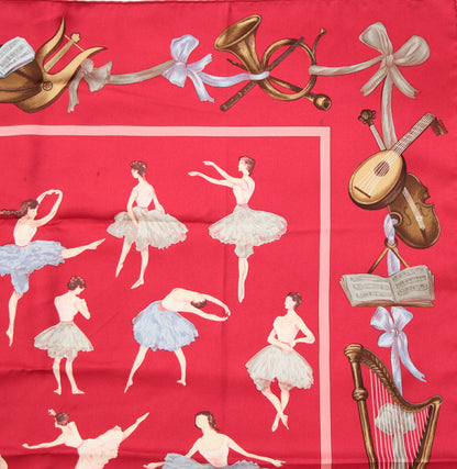 HERMES Carré 90 La Danse Silk Scarf Red Size ONE SIZE