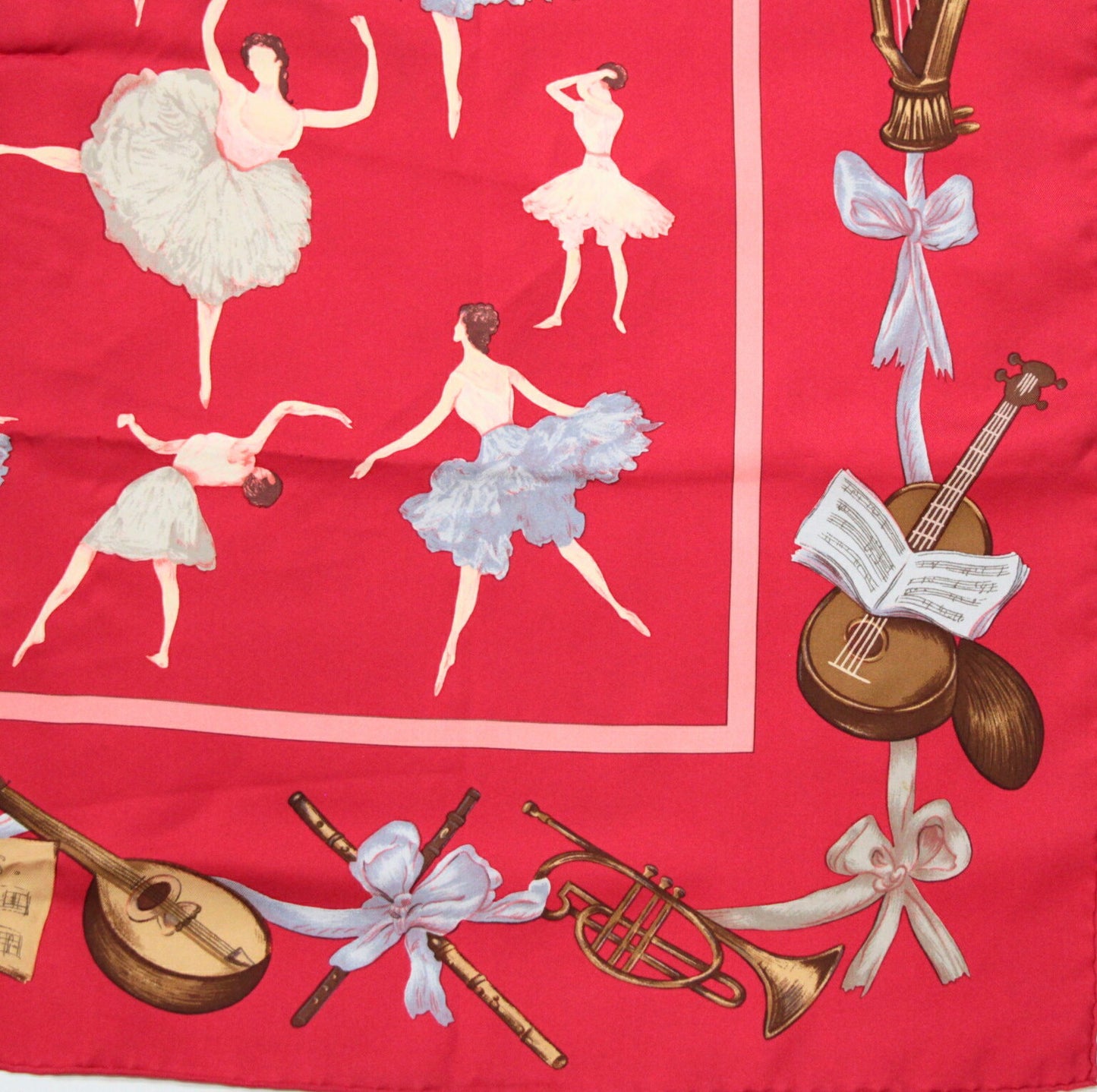 HERMES Carré 90 La Danse Silk Scarf Red Size ONE SIZE