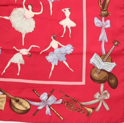 HERMES Carré 90 La Danse Silk Scarf Red Size ONE SIZE