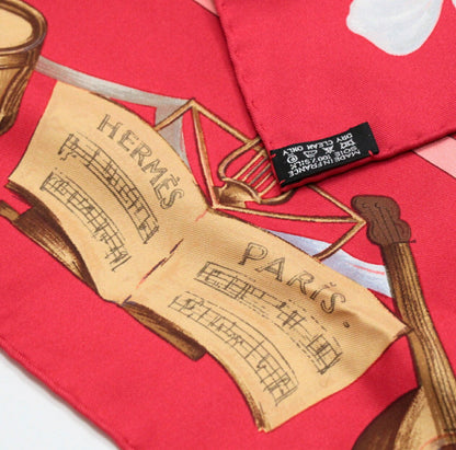 HERMES Carré 90 La Danse Silk Scarf Red Size ONE SIZE