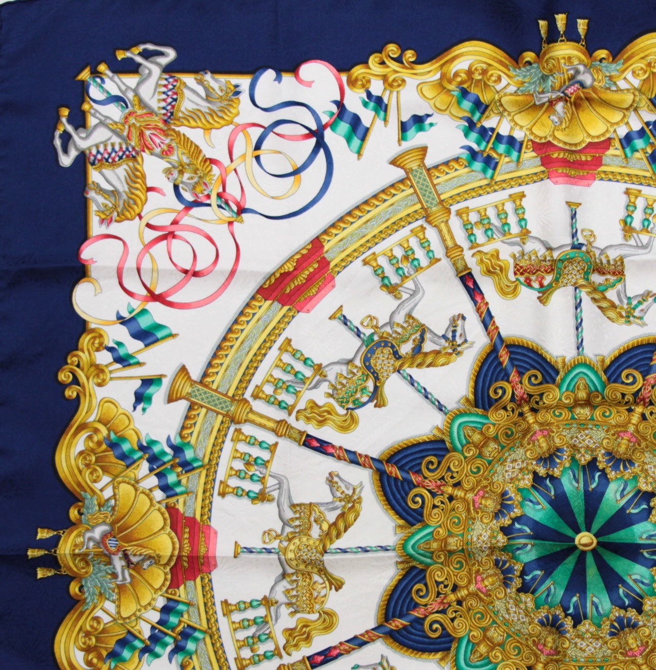 HERMES Carré 90 Luna Park Silk Scarf Blue Size ONE SIZE