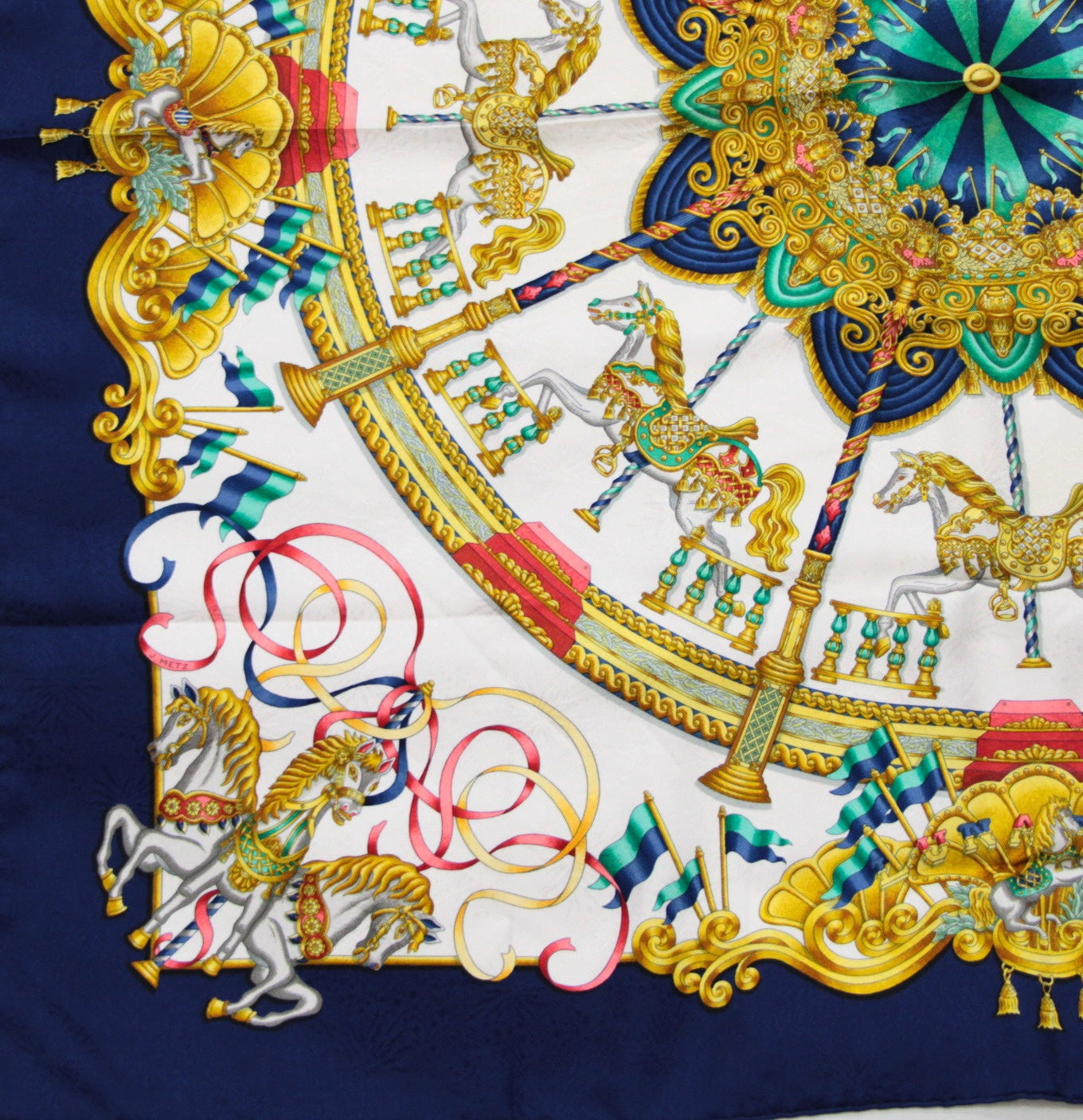 HERMES Carré 90 Luna Park Silk Scarf Blue Size ONE SIZE