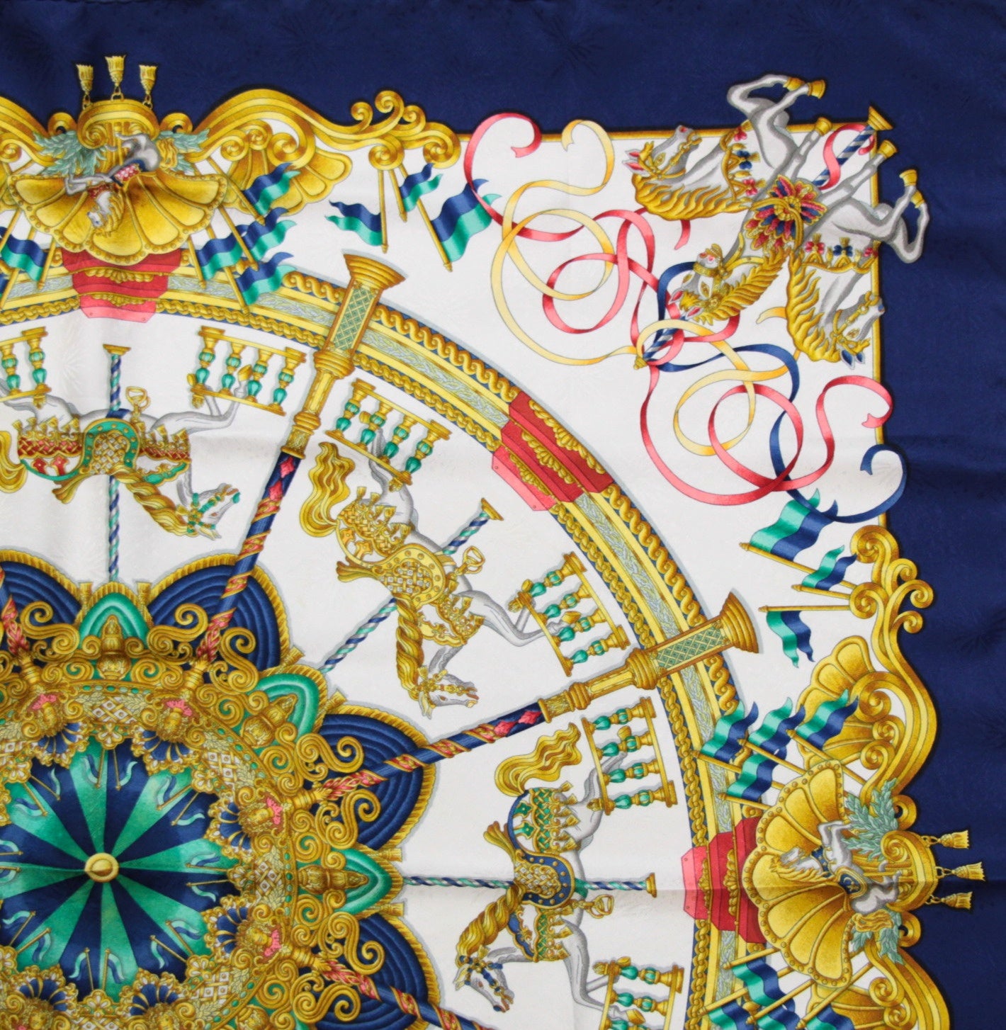 HERMES Carré 90 Luna Park Silk Scarf Blue Size ONE SIZE