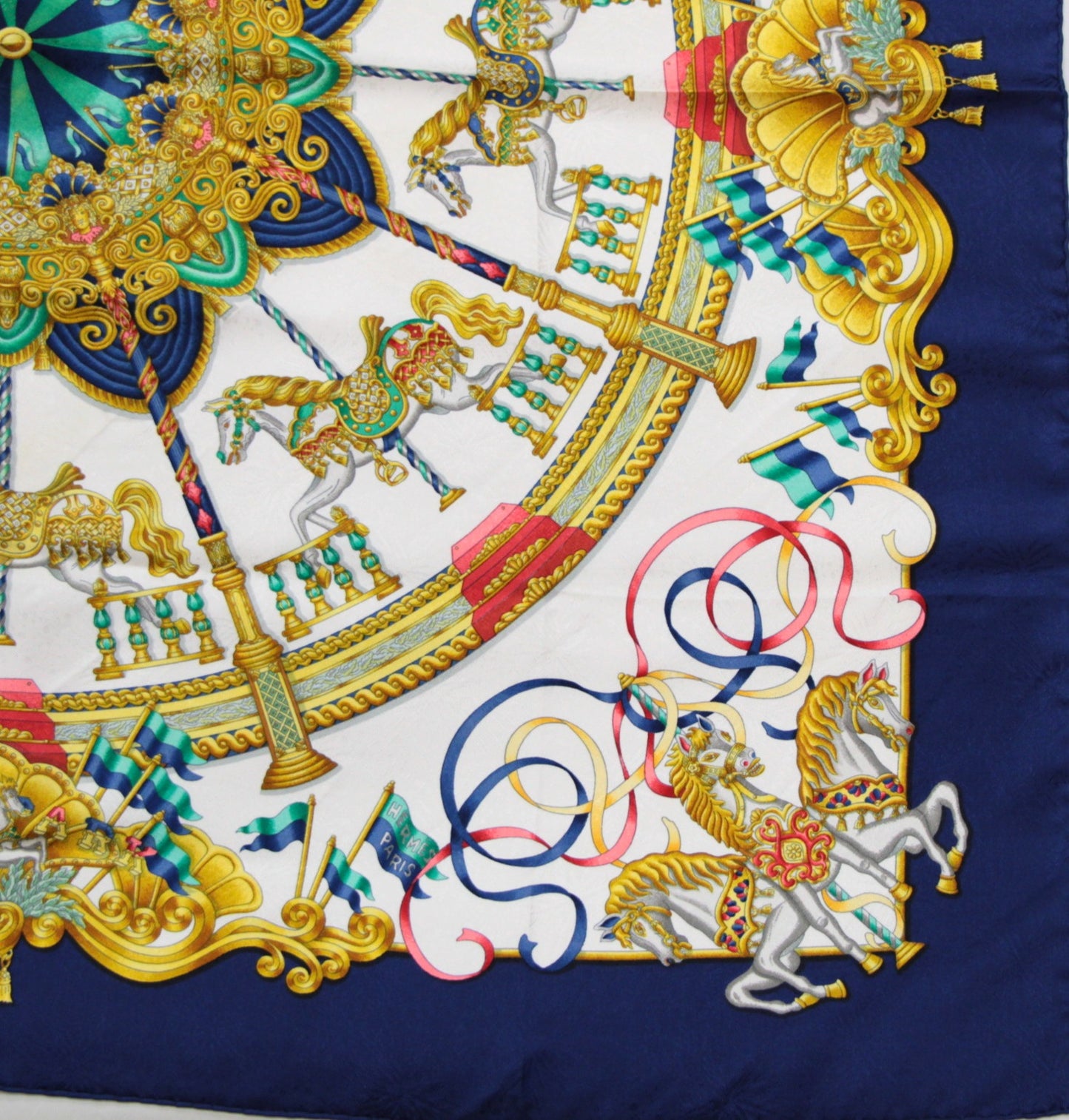 HERMES Carré 90 Luna Park Silk Scarf Blue Size ONE SIZE