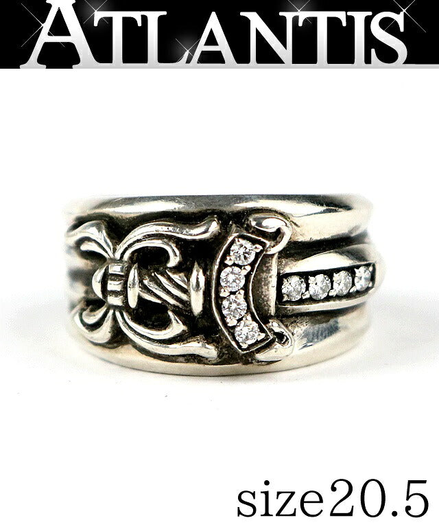 CHROME HEARTS Dagger Pave Diamond Silver Ring Size ONE SIZE