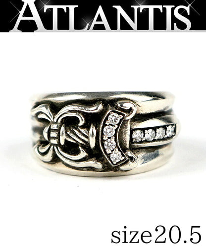 CHROME HEARTS Dagger Pave Diamond Silver Ring Size ONE SIZE
