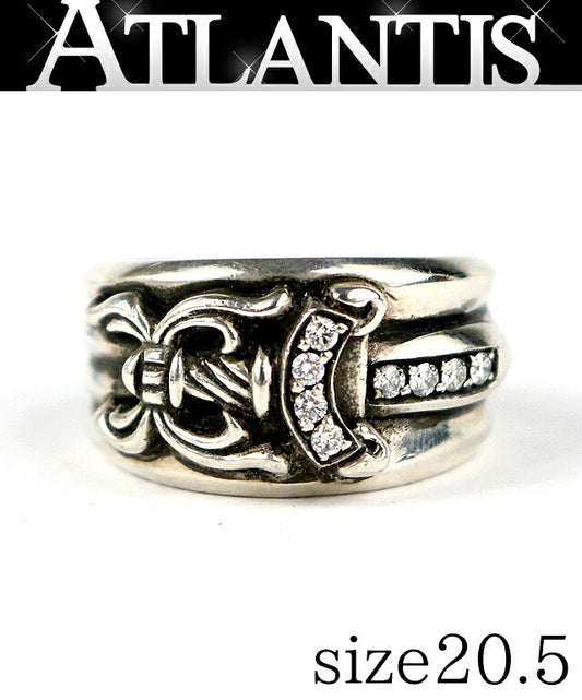 CHROME HEARTS Dagger Pave Diamond Silver Ring Size ONE SIZE