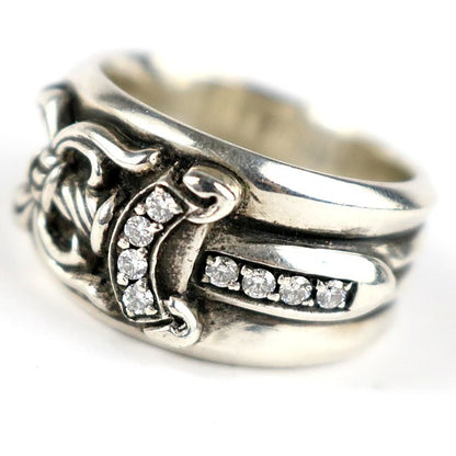 CHROME HEARTS Dagger Pave Diamond Silver Ring Size ONE SIZE