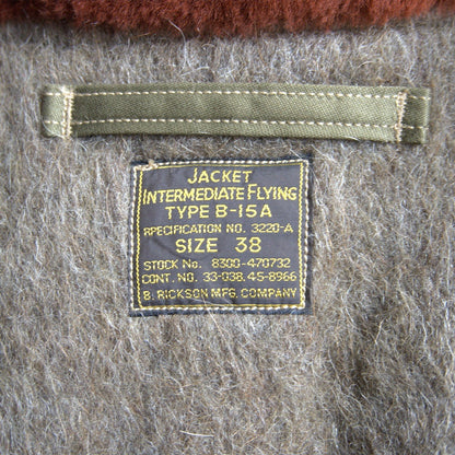 Buzz Rickson's B-15A Flight Jacket Size 38