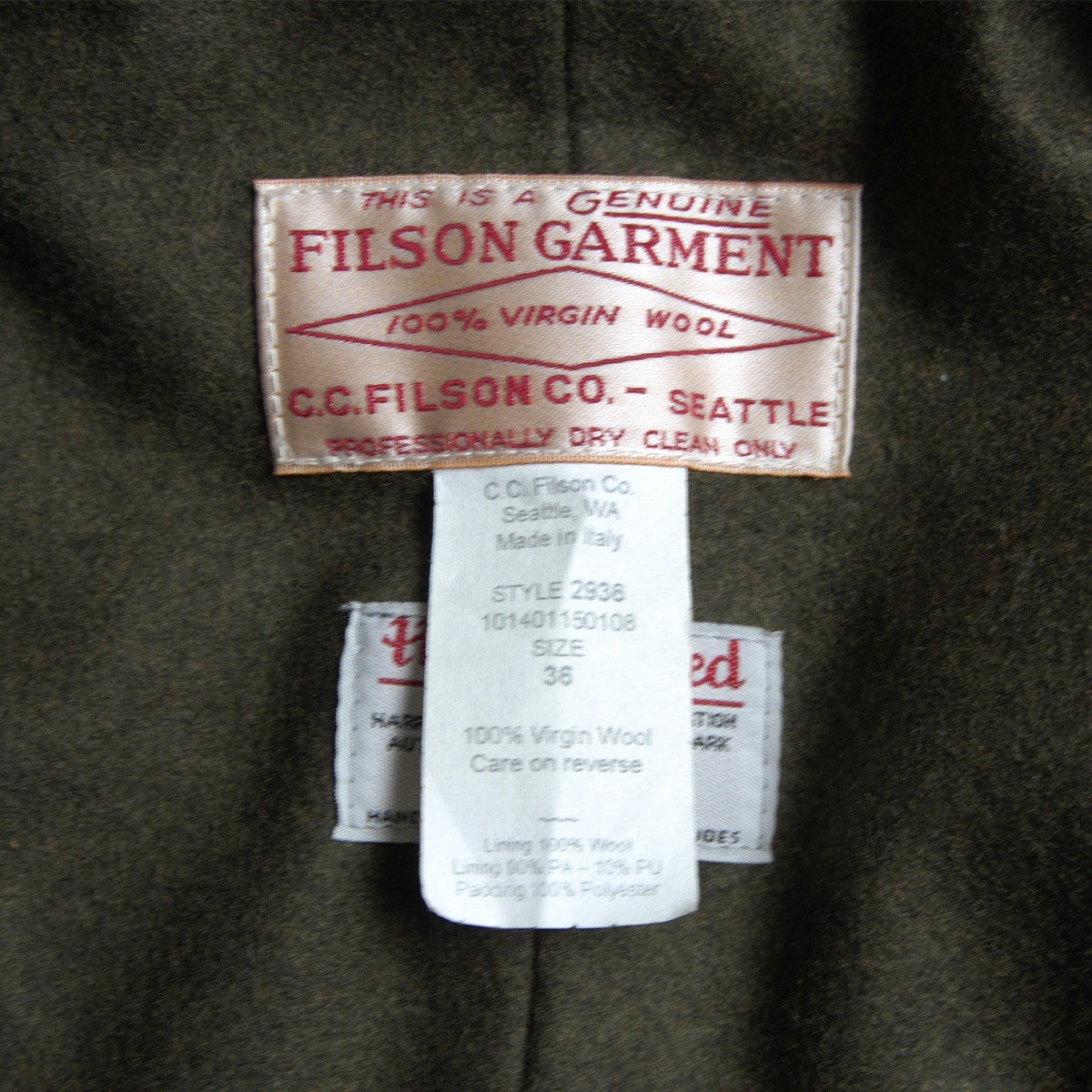 FILSON ITALY COLLECTION 2936/Harris Tweed Hunting Jacket Size 36