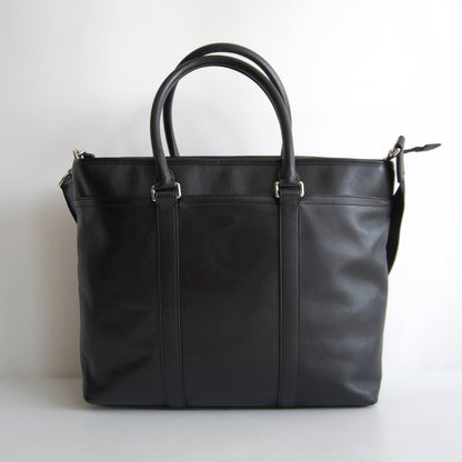 COACH 2-Way Smooth Leather Tote Bag Black Size ONE SIZE