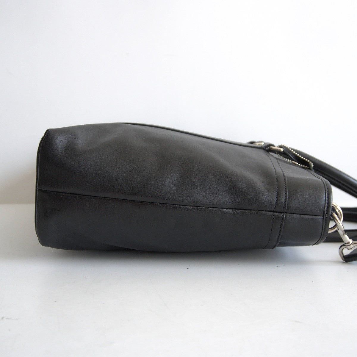 COACH 2-Way Smooth Leather Tote Bag Black Size ONE SIZE