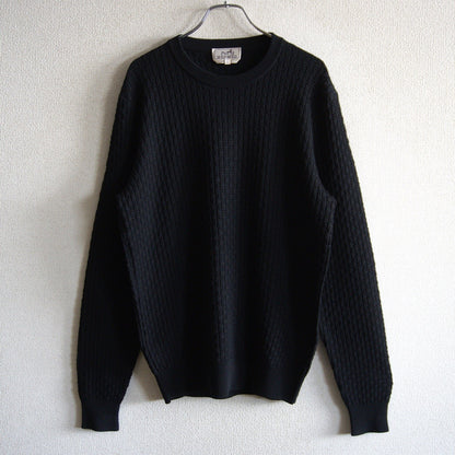 HERMES H-Pattern Jacquard Wool Knit Made in Italy Size L