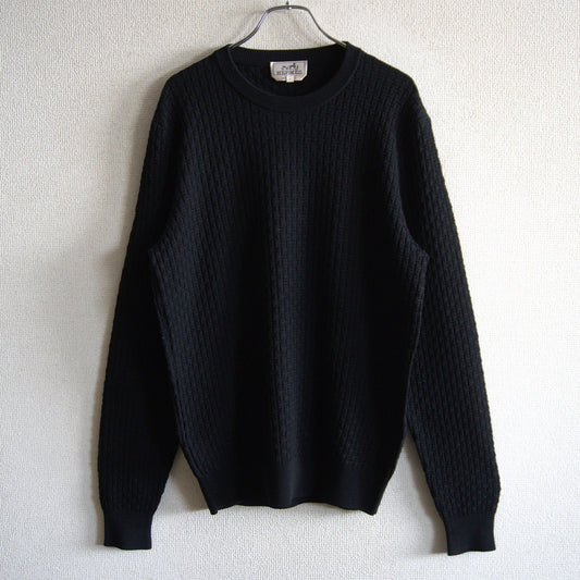 HERMES H-Pattern Jacquard Wool Knit Made in Italy Size L