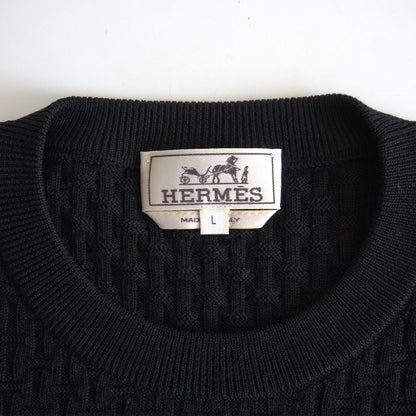 HERMES H-Pattern Jacquard Wool Knit Made in Italy Size L