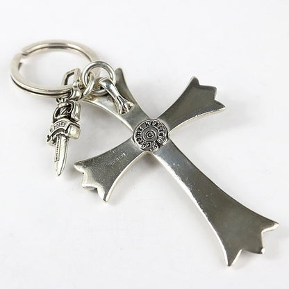 CHROME HEARTS Large Cross Split Silver Keyring Size ONE SIZE