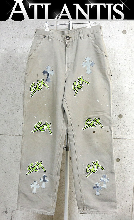 CHROME HEARTS Matty Boy Sex Records Light Khaki Pants Size 30