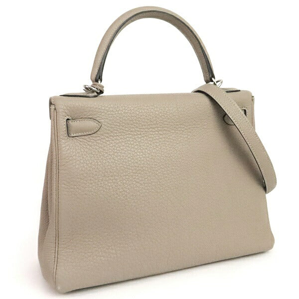 HERMES Kelly 28 Retourne Handbag Gray Size ONE SIZE