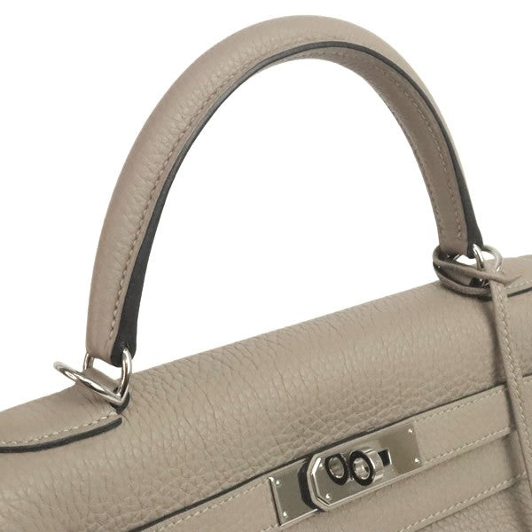 HERMES Kelly 28 Retourne Handbag Gray Size ONE SIZE
