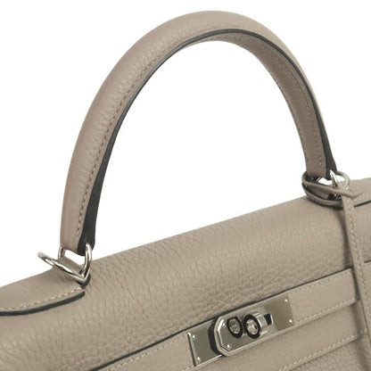 HERMES Kelly 28 Retourne Handbag Gray Size ONE SIZE