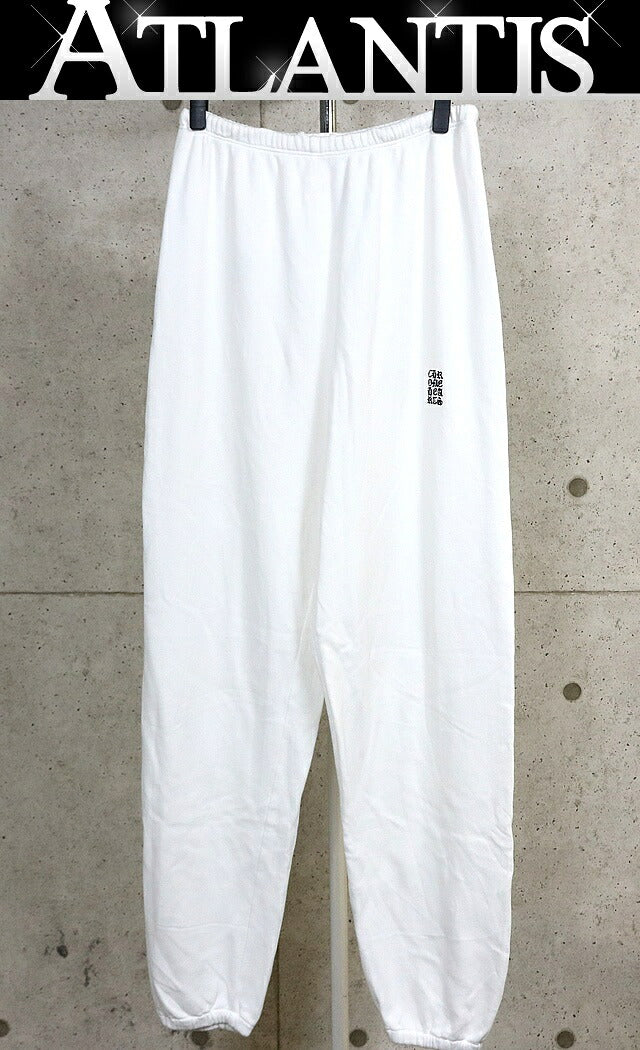 CHROME HEARTS Y NOT Embroidered White Cotton Sweatpants Size M