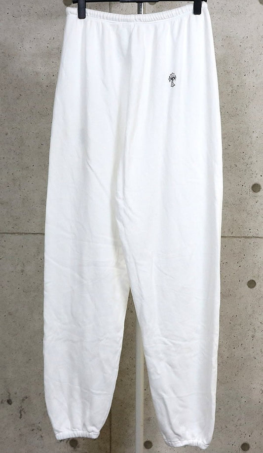 CHROME HEARTS Y NOT Embroidered White Cotton Sweatpants Size M