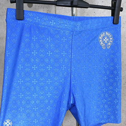 CHROME HEARTS CH Plus All Over Print Yoga Shorts Blue Size M