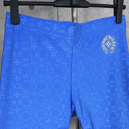 CHROME HEARTS CH Plus All Over Print Yoga Shorts Blue Size M