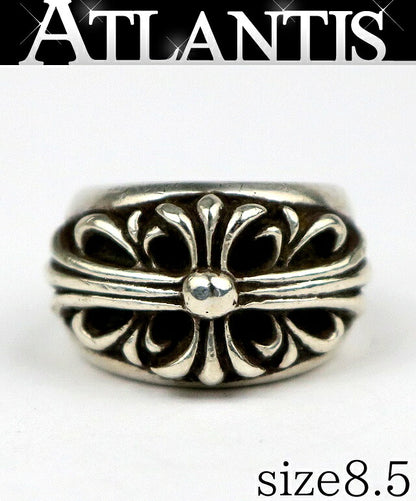 CHROME HEARTS Floral Cross Silver Ring Size ONE SIZE