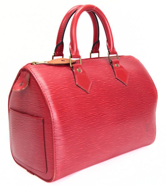 LOUIS VUITTON Speedy 25 Epi Leather Bag Red Size ONE SIZE