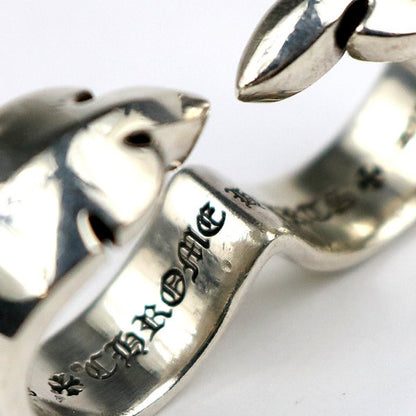 CHROME HEARTS Flare Knee Knuckle Silver Ring Size ONE SIZE